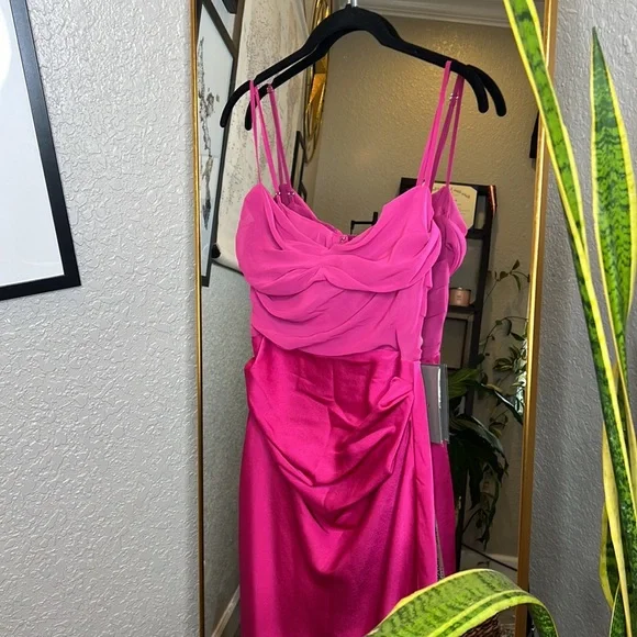 House of CB 'Teia' Hot Pink Draped Corset Midi Dress NWOT - Picture 10 of 11